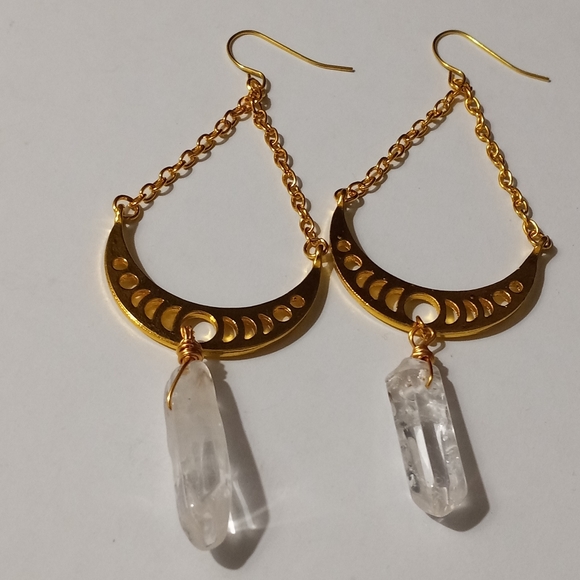 Phase of the moon crystal drop earrings - Picture 7 of 7